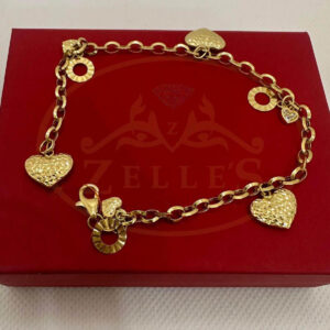 Gold Bracelet with Hearts