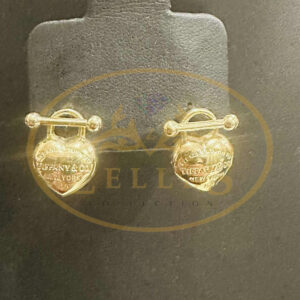 Gold Heart Padlock Earrings.